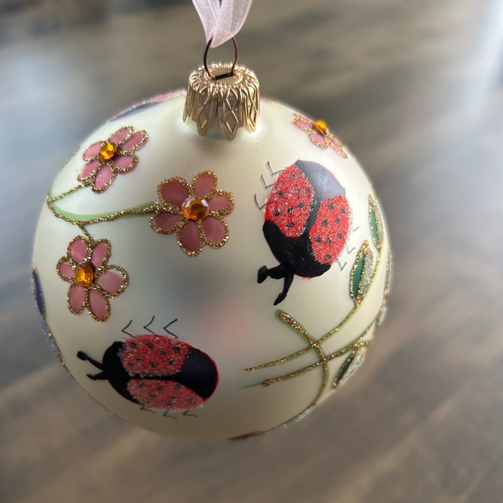 Saks Fifth Avenue Christmas ornament with rhinestones.